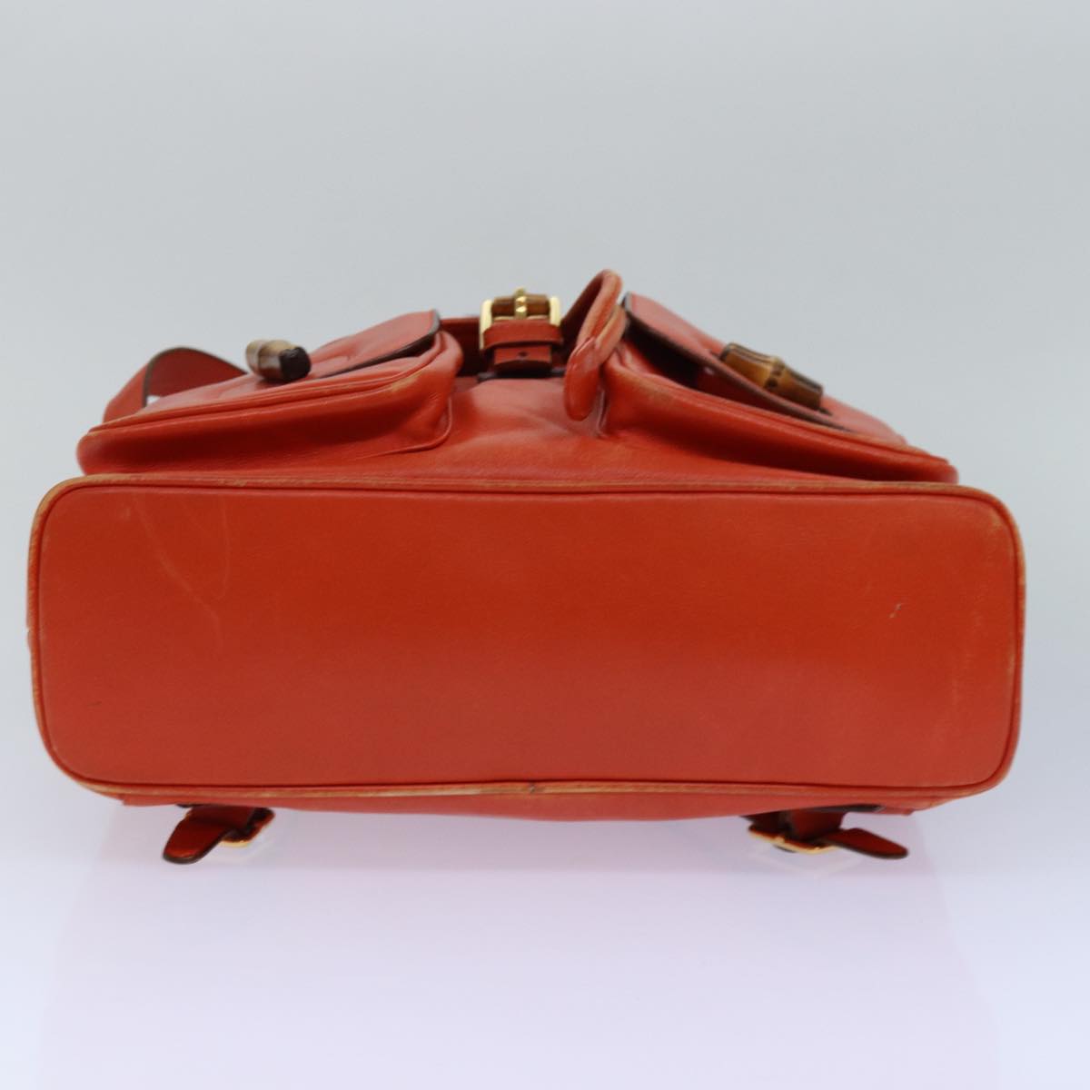 Gucci Bamboo Orange Leather Backpack Bag