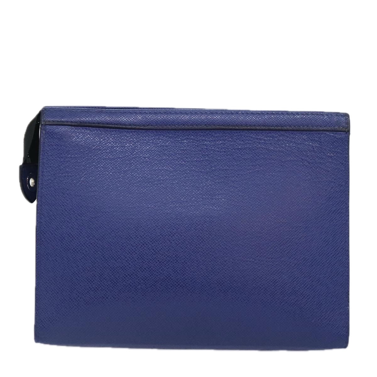 Louis Vuitton Pochette Voyage Blue Leather Clutch Bag