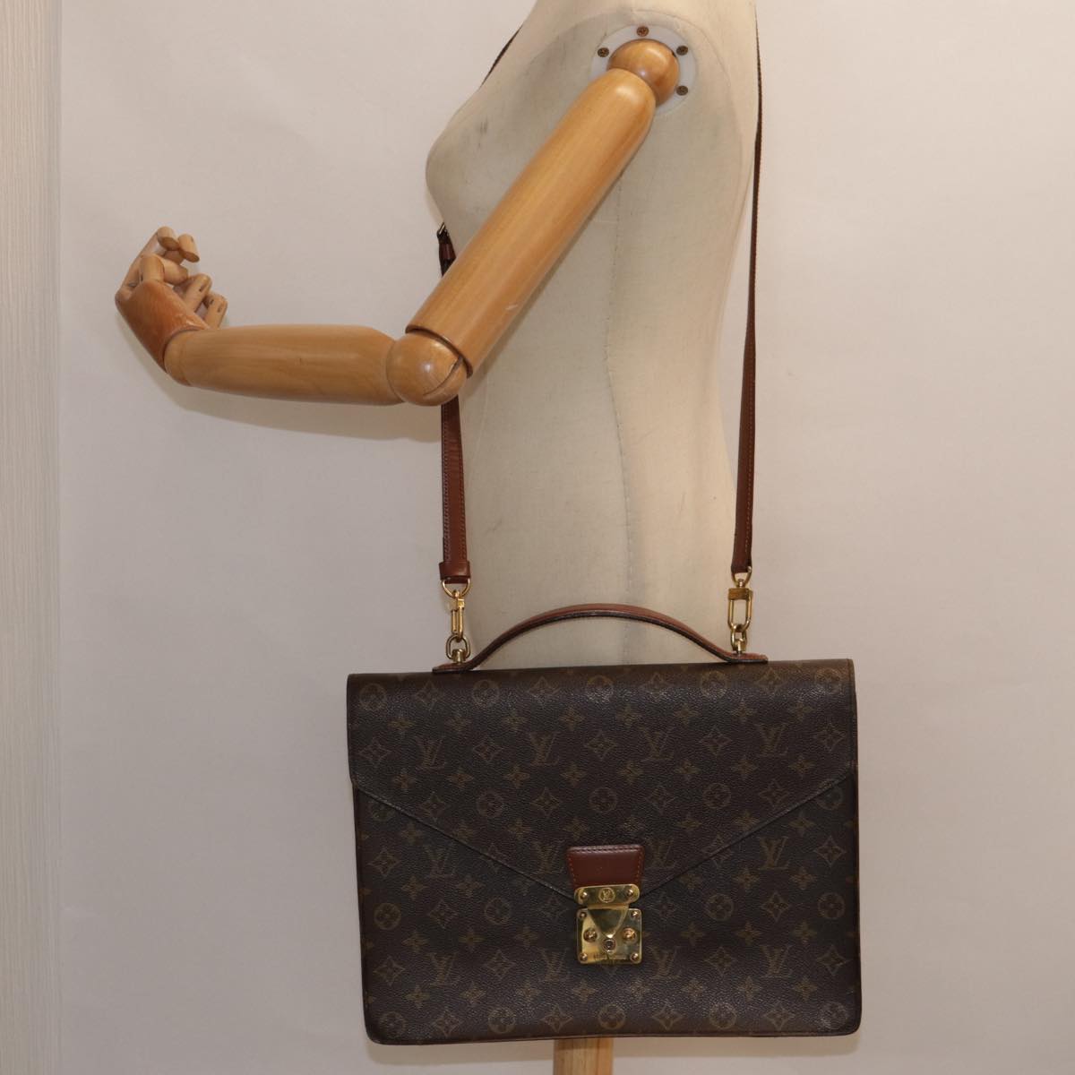 Louis Vuitton Document Case Brown Canvas Briefcase Bag