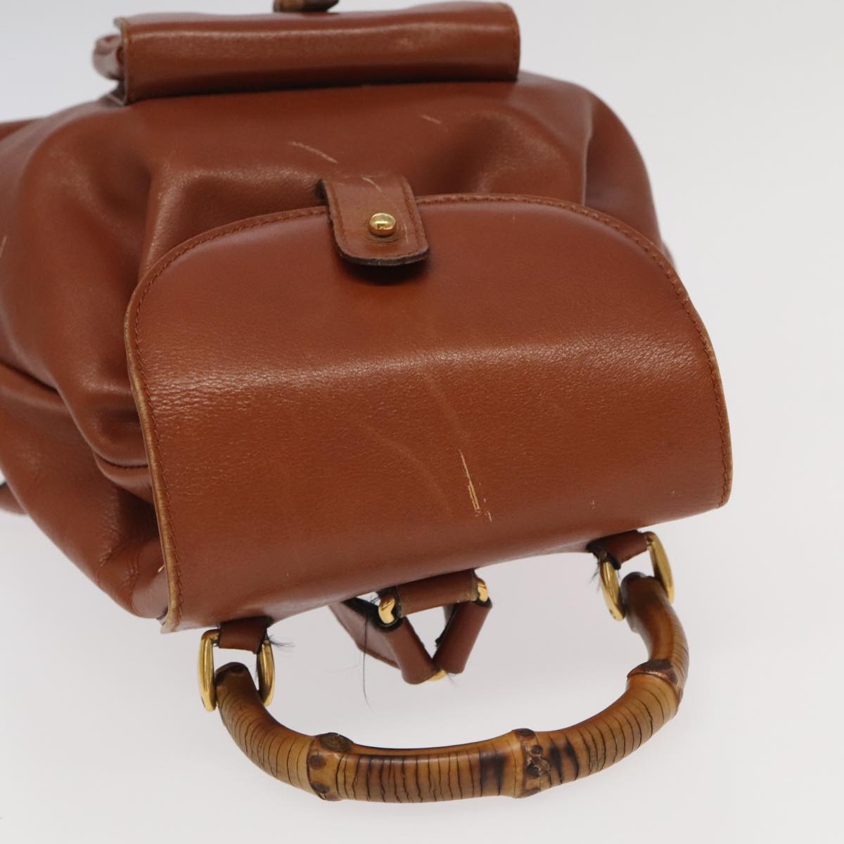 Gucci Bamboo Brown Leather Backpack Bag