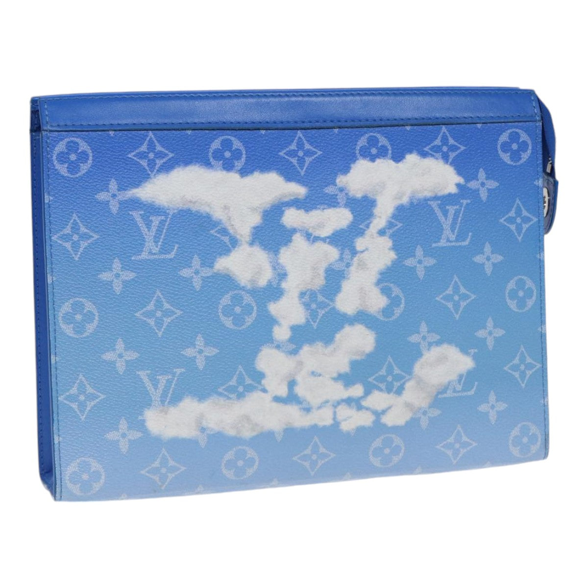 Louis Vuitton Pochette Voyage Blue Cloth Clutch Bag