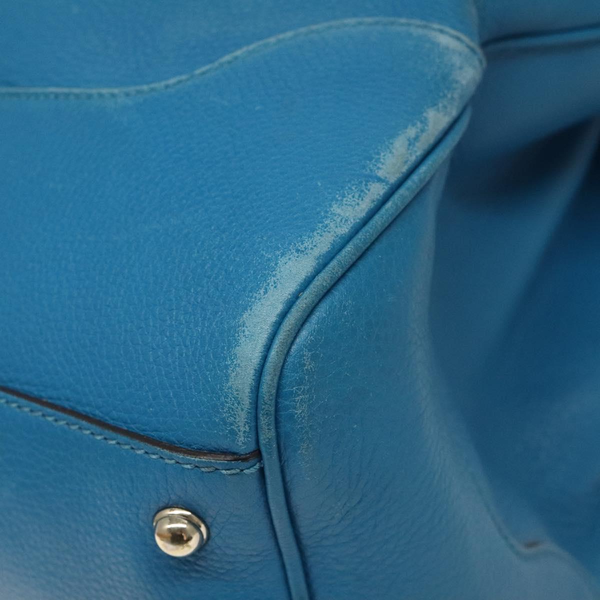 Gucci Bamboo Blue Leather Handbag
