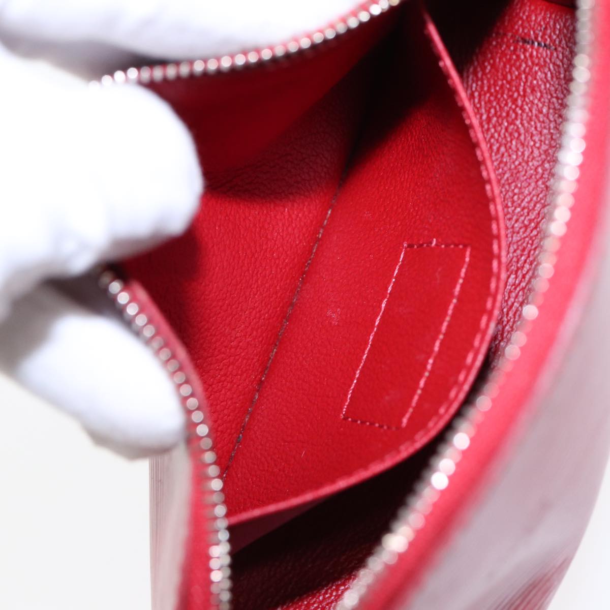 Louis Vuitton Cosmetic Pouch Red Leather Clutch Bag