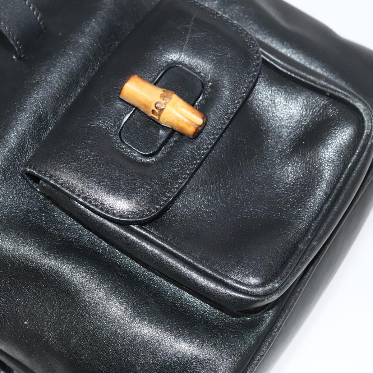 Gucci Bamboo Black Leather Backpack Bag