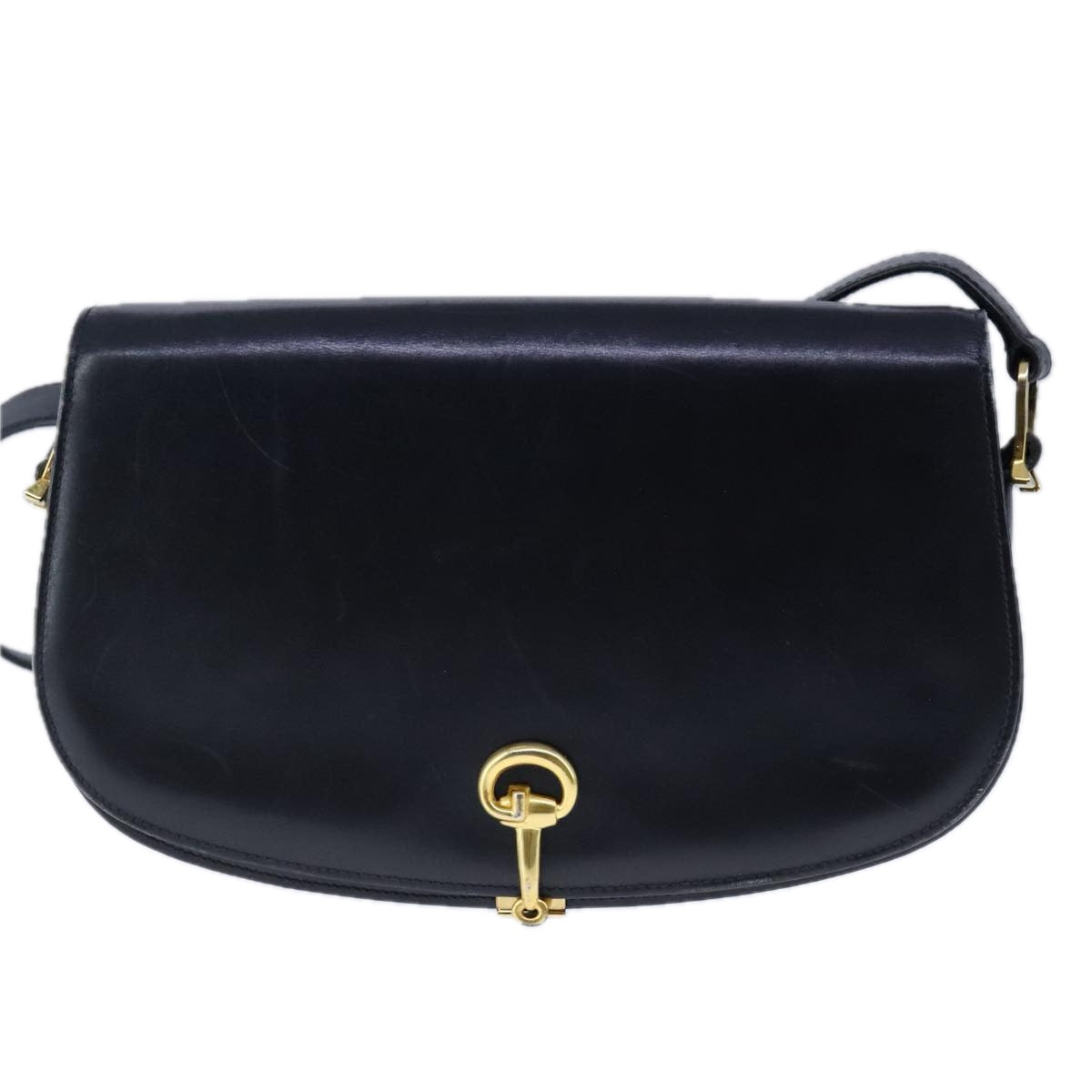 Gucci Horsebit Navy Leather Shoulder Bag ()
