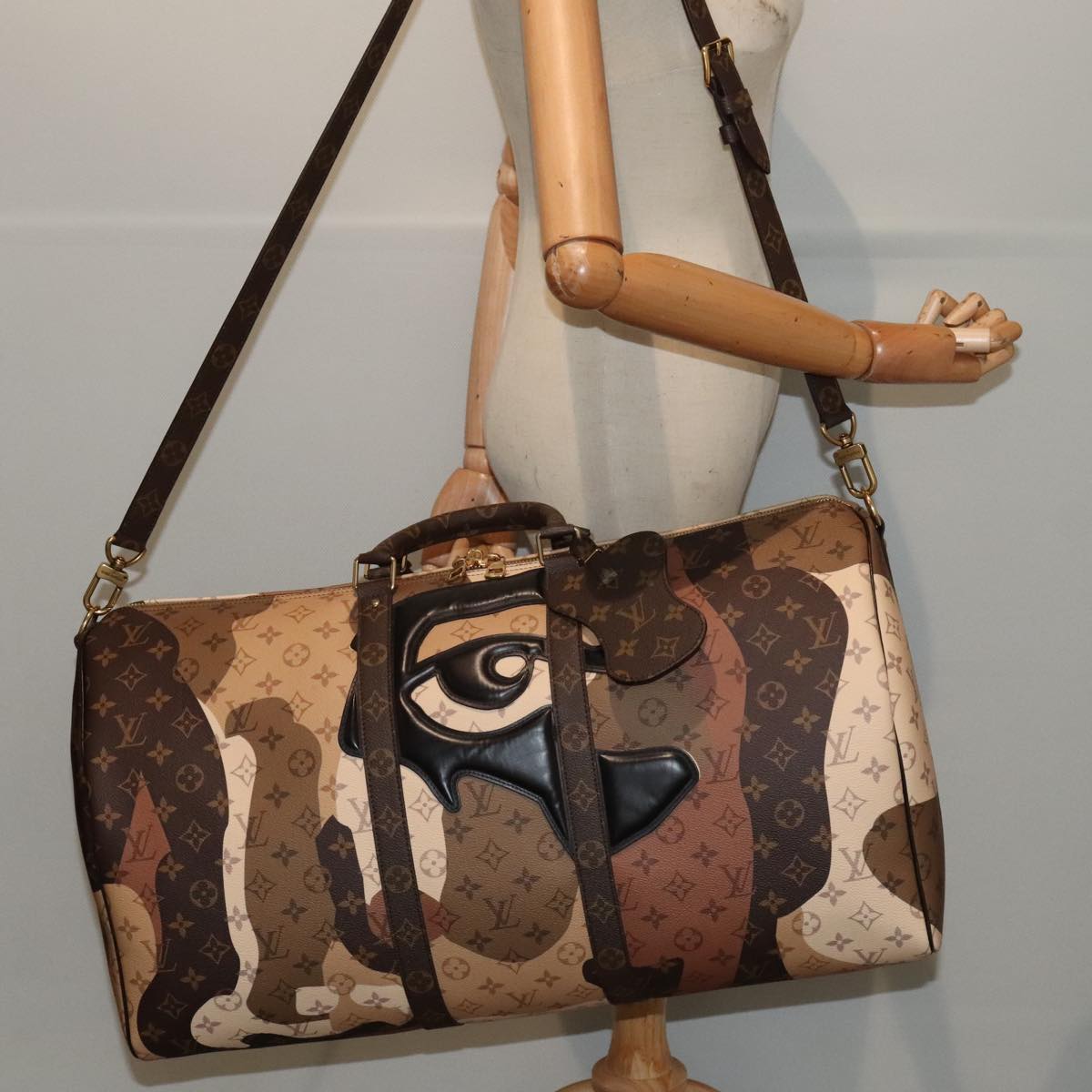 Louis Vuitton Keepall Bandouliere 55 Brown Canvas Travel Bag