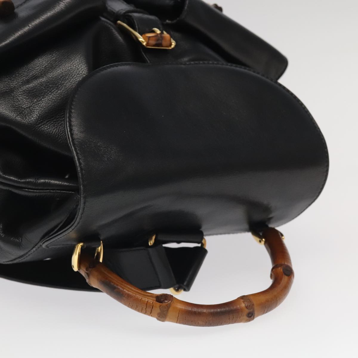 Gucci Bamboo Black Leather Backpack Bag