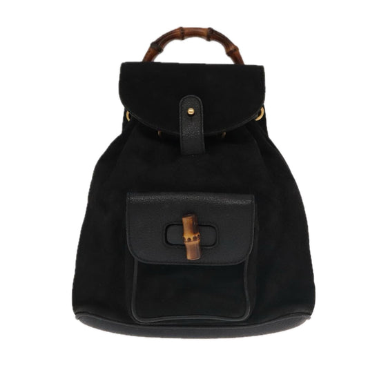 Gucci Bamboo Black Suede Backpack Bag ()