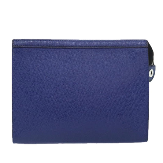 Louis Vuitton Pochette Voyage Blue Leather Clutch Bag