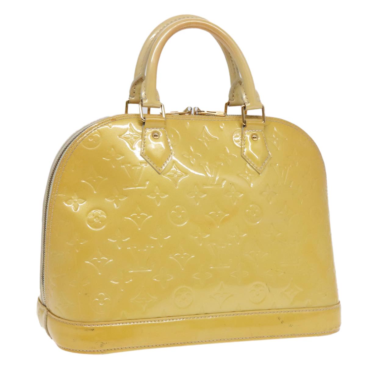 Louis Vuitton Alma Yellow Patent Leather Handbag
