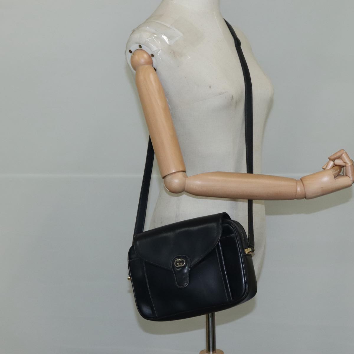 Gucci Interlocking G Navy Leather Shoulder Bag