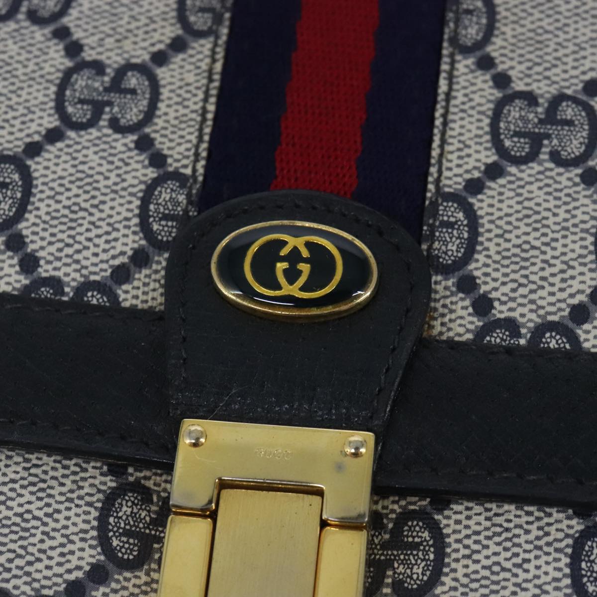 Gucci Sherry Navy Leather Shoulder Bag