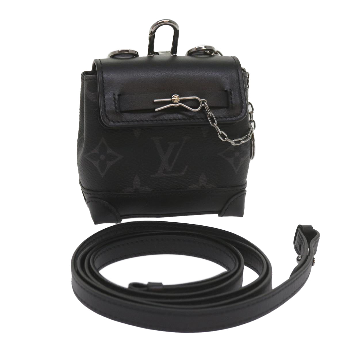 Louis Vuitton Steamer Black Canvas Clutch Bag