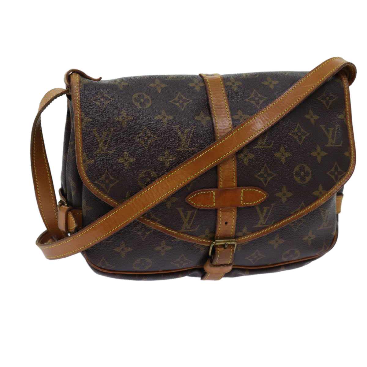 Louis Vuitton Saumur Brown Canvas Shoulder Bag ()