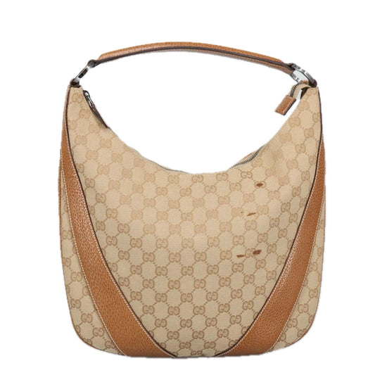 Gucci Hobo Beige Canvas Shoulder Bag ()