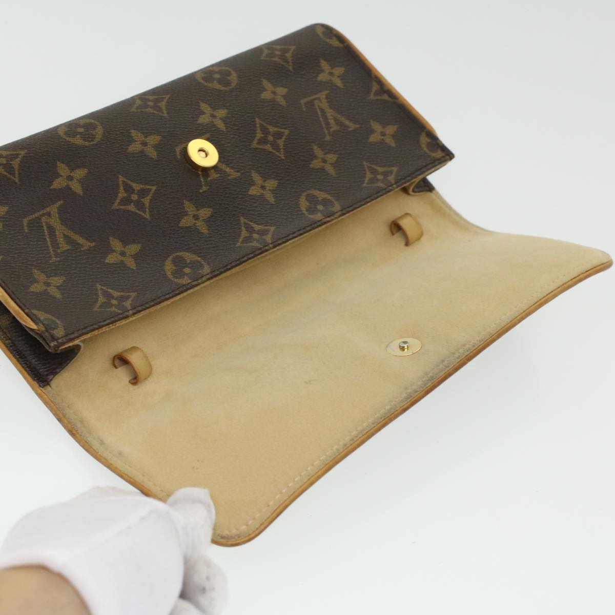 Louis Vuitton Twin Brown Canvas Clutch Bag