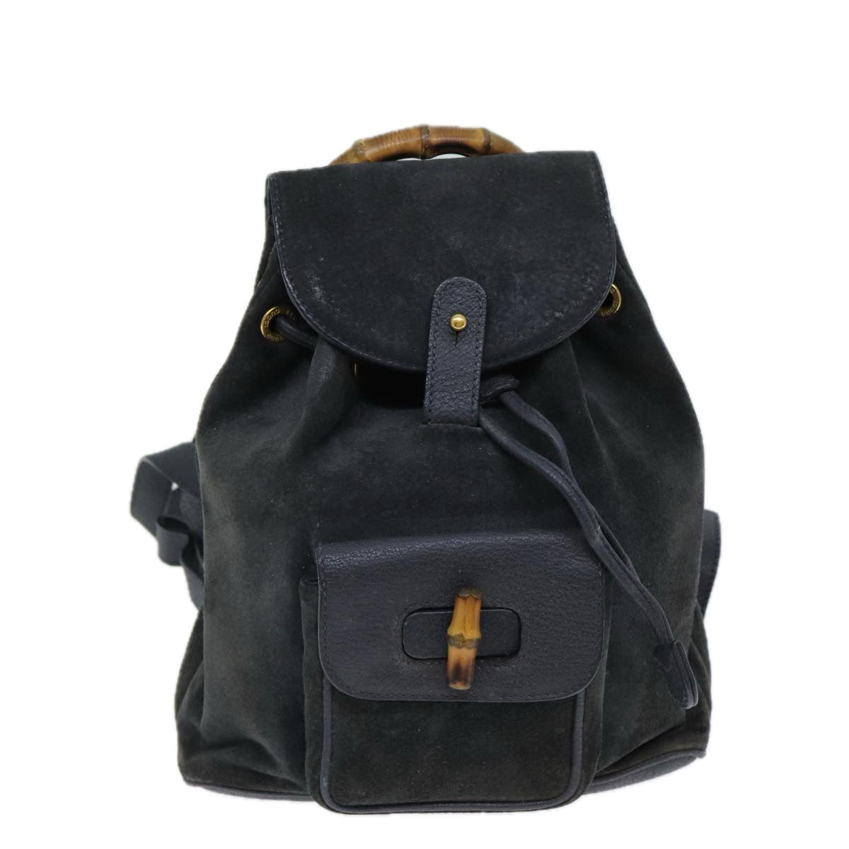Gucci Bamboo Black Suede Backpack Bag ()