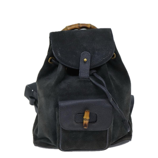 Gucci Bamboo Black Suede Backpack Bag ()