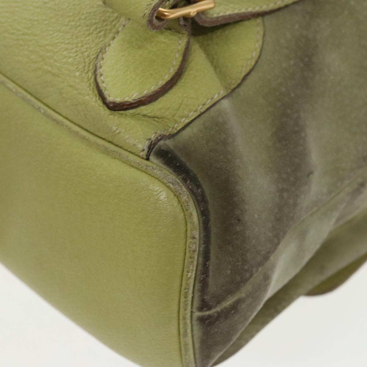 Gucci Bamboo Green Suede Backpack Bag