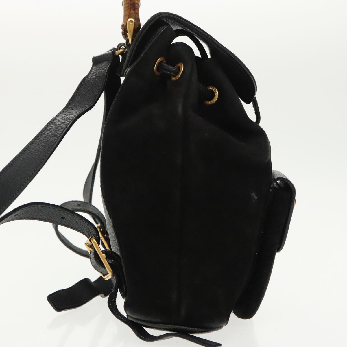 Gucci Bamboo Black Suede Backpack Bag