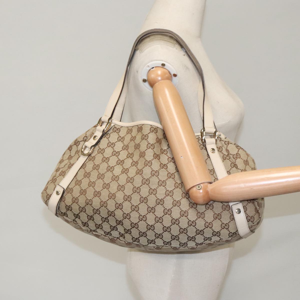Gucci Abbey Beige Canvas Tote Bag