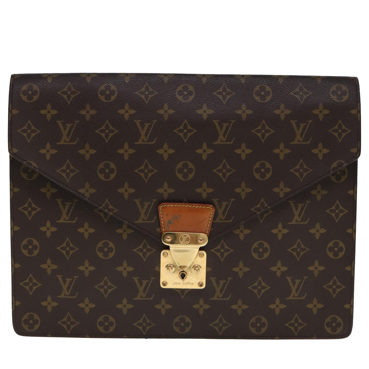 Louis Vuitton Senateur Brown Canvas Briefcase Bag ()