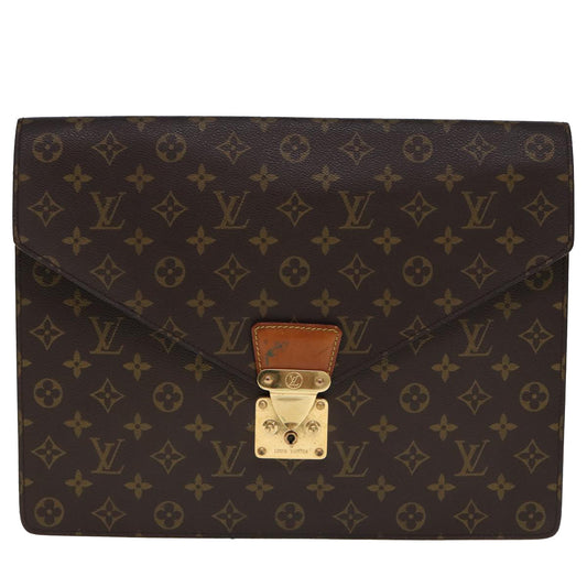 Louis Vuitton Senateur Brown Canvas Briefcase Bag ()