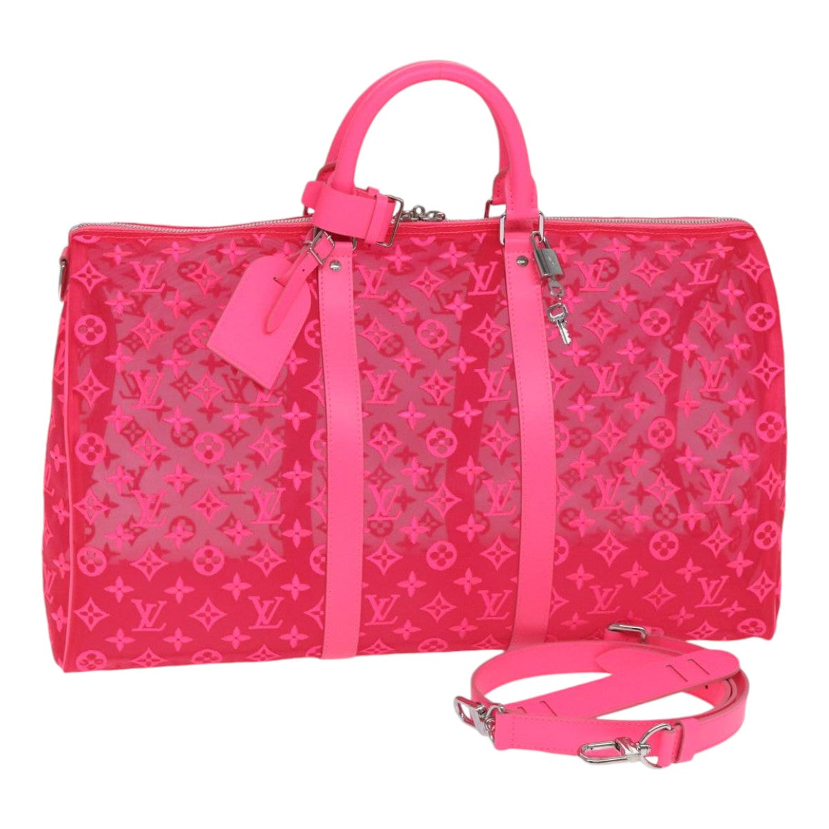 Louis Vuitton Keepall Bandouliere 50 Pink Canvas Travel Bag