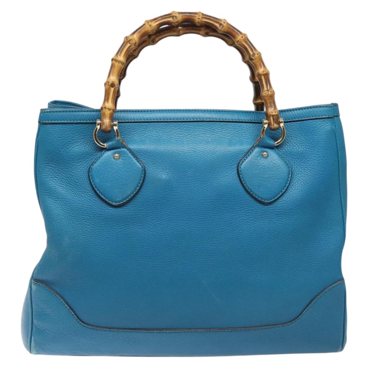 Gucci Bamboo Blue Leather Handbag