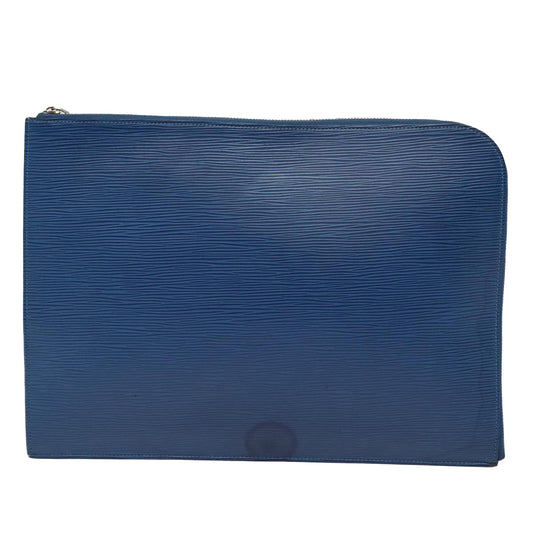 Louis Vuitton Pochette Jour Blue Leather Clutch Bag