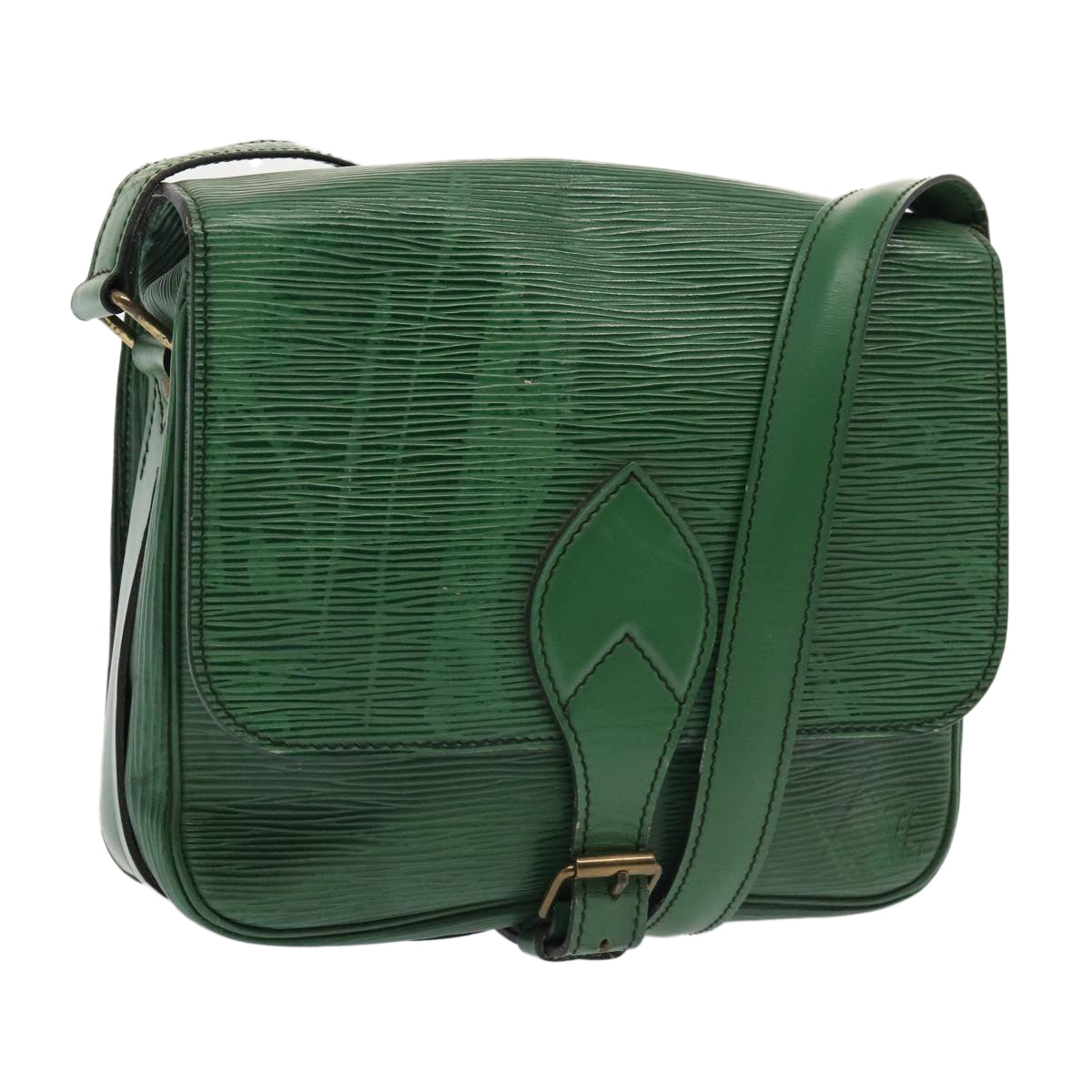 Louis Vuitton Cartouchière Green Leather Shoulder Bag