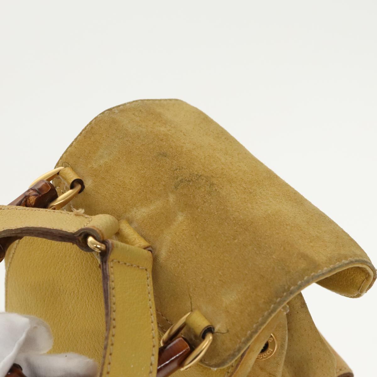 Gucci Bamboo Yellow Leather Backpack Bag