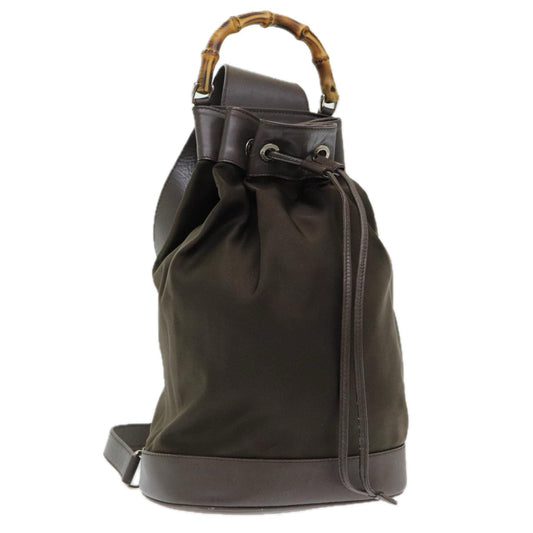 Gucci Bamboo Brown Synthetic Backpack Bag ()