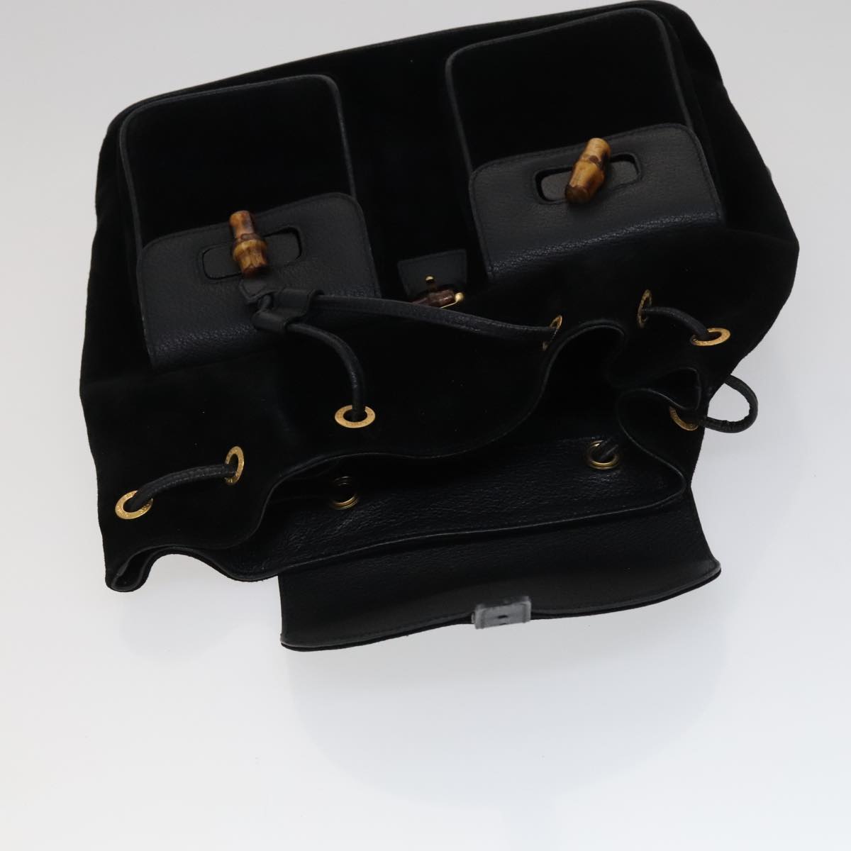 Gucci Bamboo Black Suede Backpack Bag