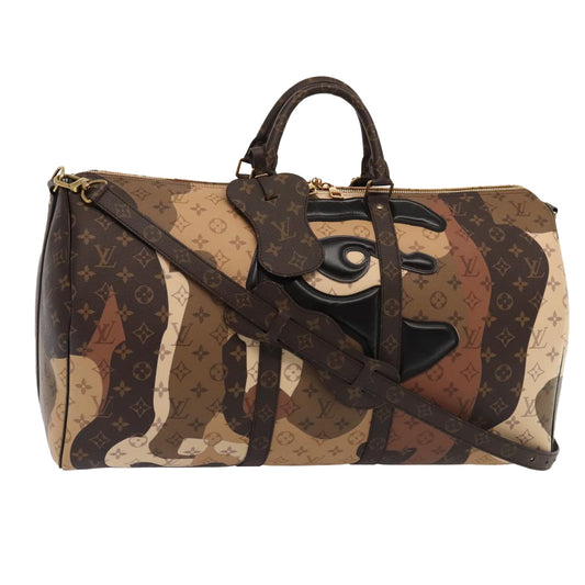 Louis Vuitton Keepall Bandouliere 55 Brown Canvas Travel Bag