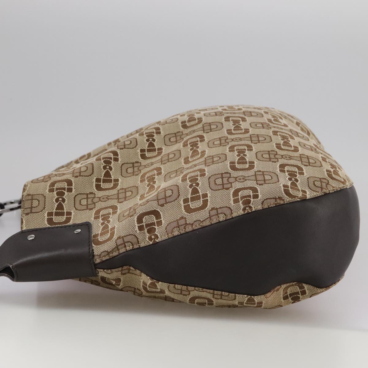Gucci Horsebit Brown Canvas Handbag