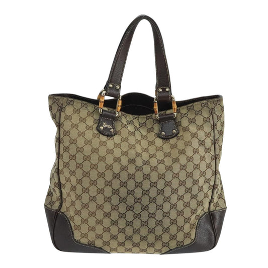 Gucci Bamboo Beige Canvas Tote Bag ()