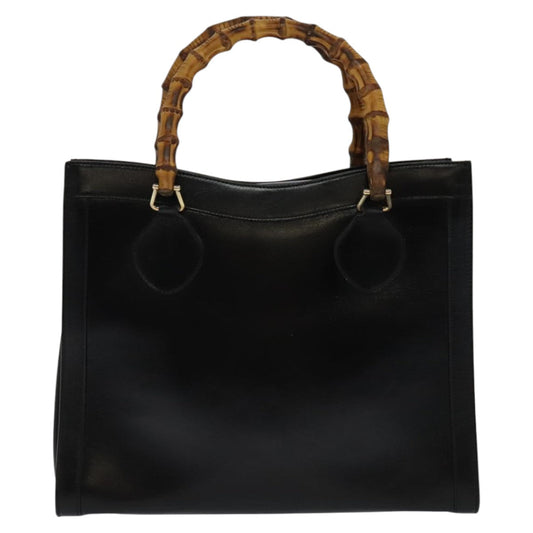 Gucci Bamboo Black Leather Handbag ()
