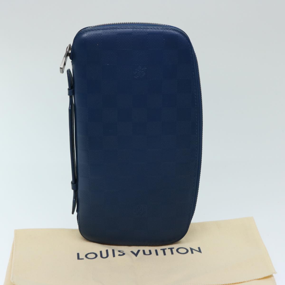 Louis Vuitton Atholl Blue Leather Clutch Bag
