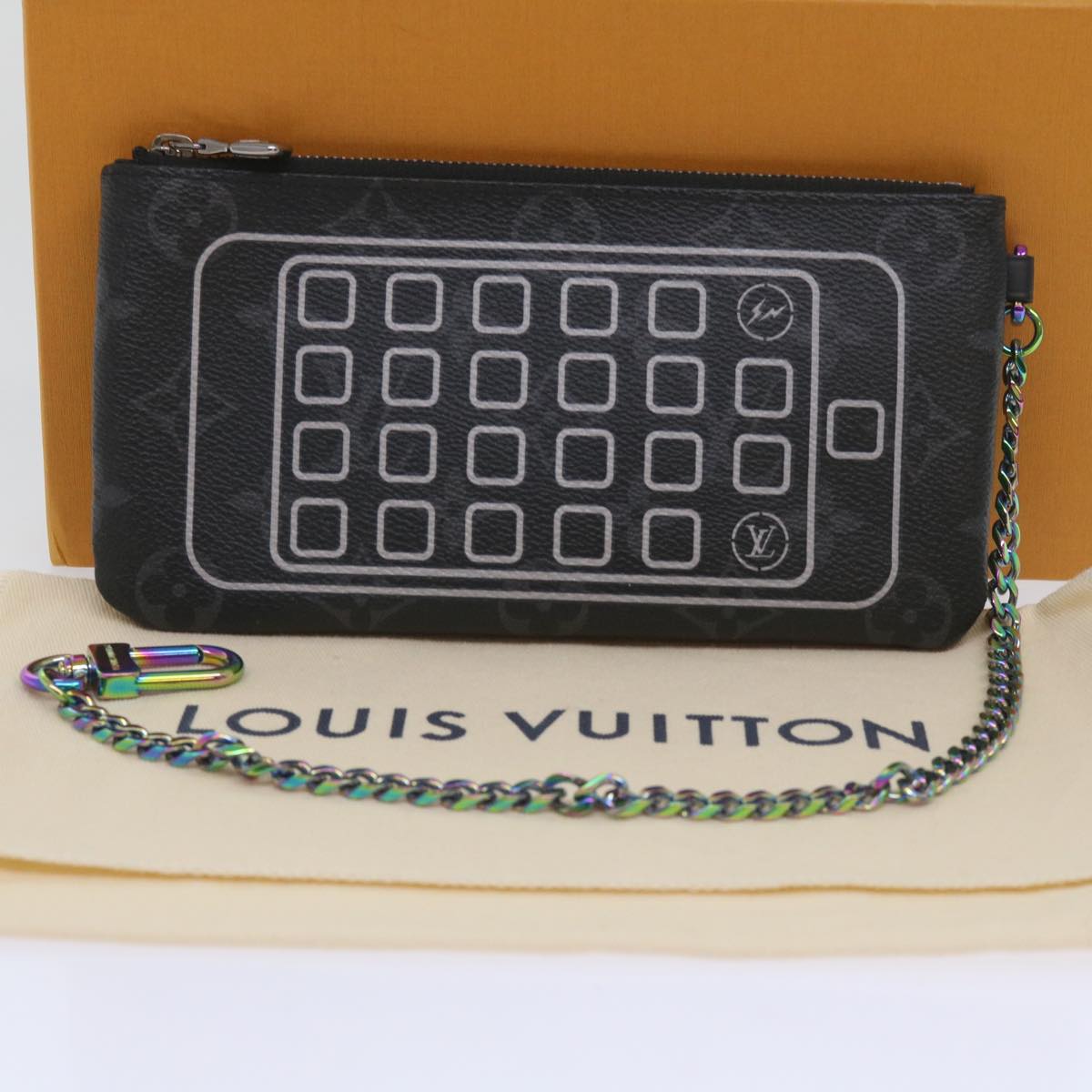 Louis Vuitton Pochette Clés Black Canvas Clutch Bag