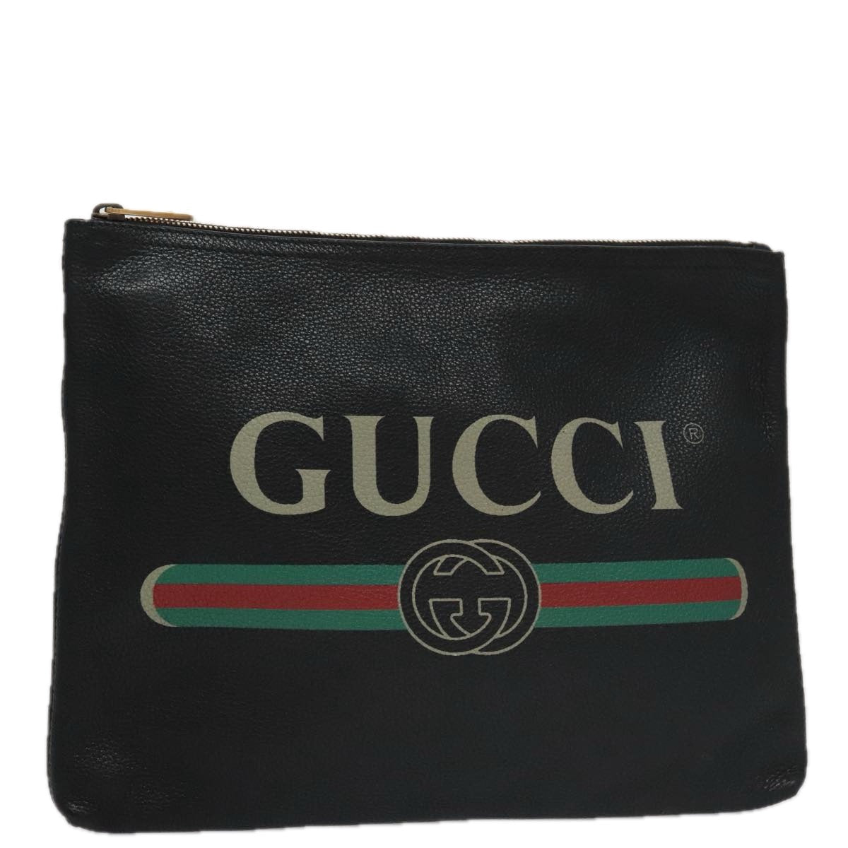Gucci Imprime Black Leather Clutch Bag