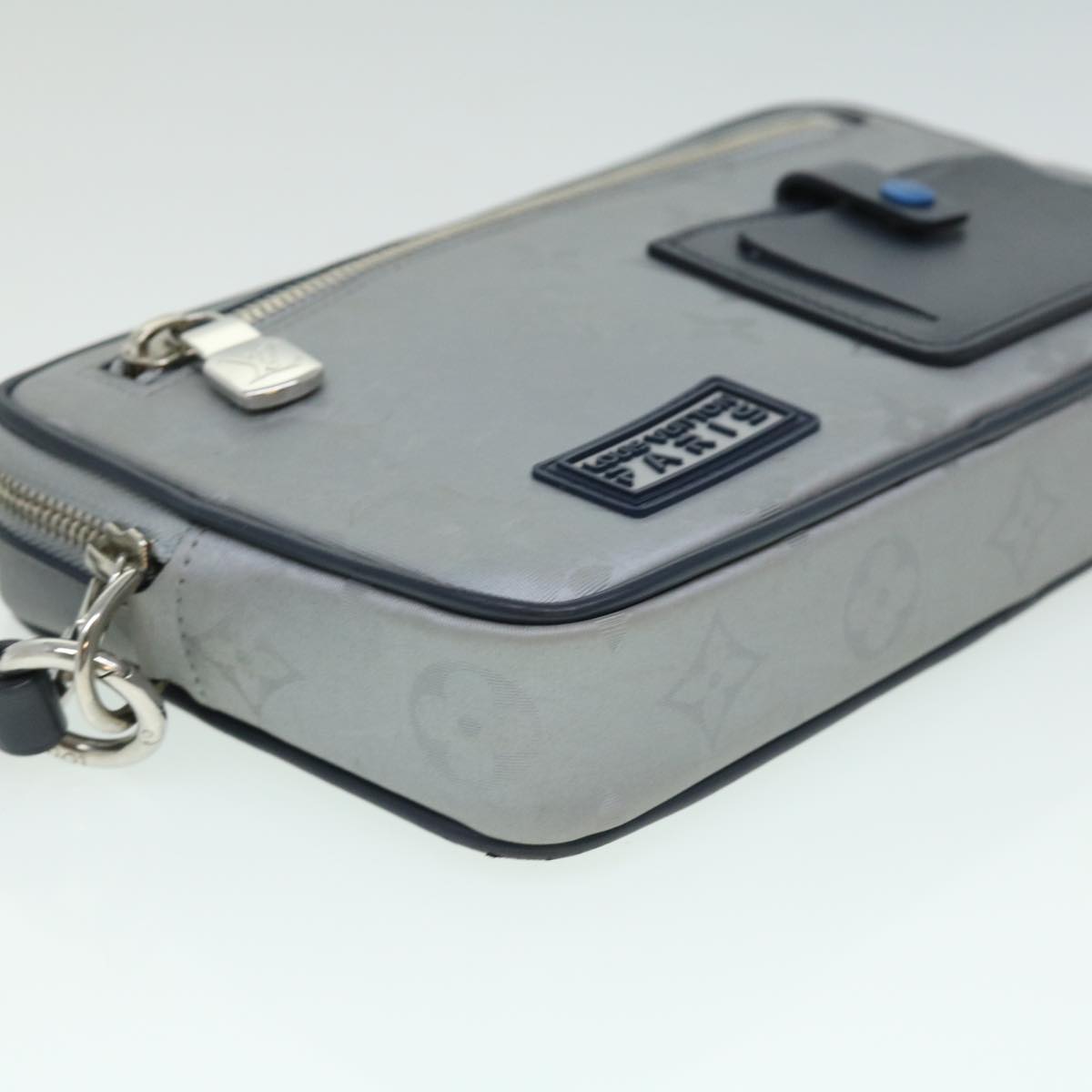 Louis Vuitton Alpha Silver Leather Clutch Bag