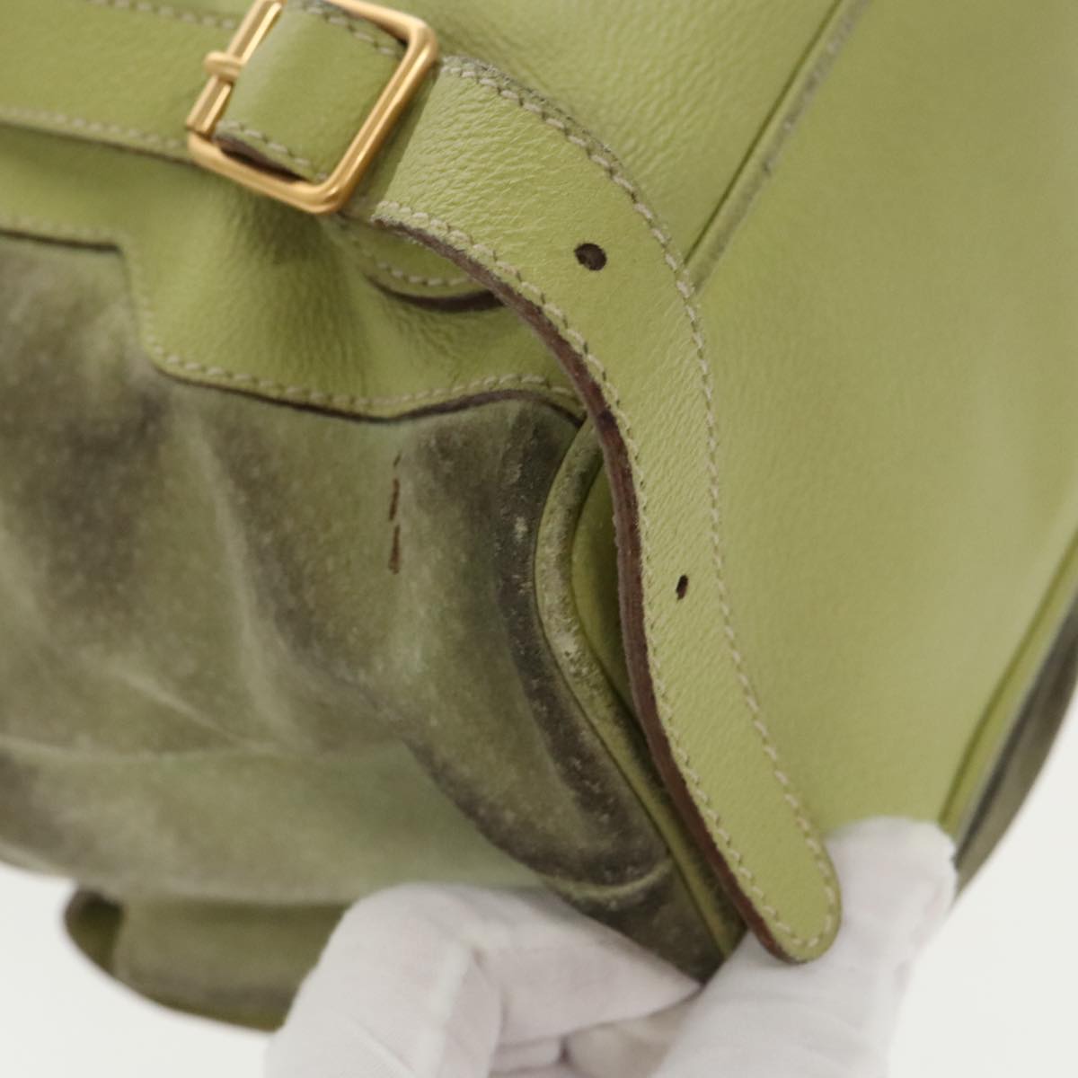 Gucci Bamboo Green Suede Backpack Bag