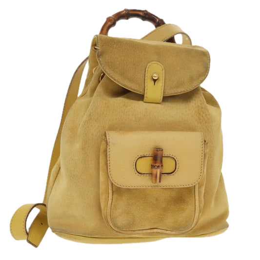 Gucci Bamboo Yellow Leather Backpack Bag ()