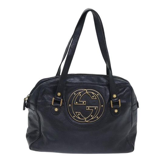Gucci Interlocking G Black Leather Shoulder Bag ()