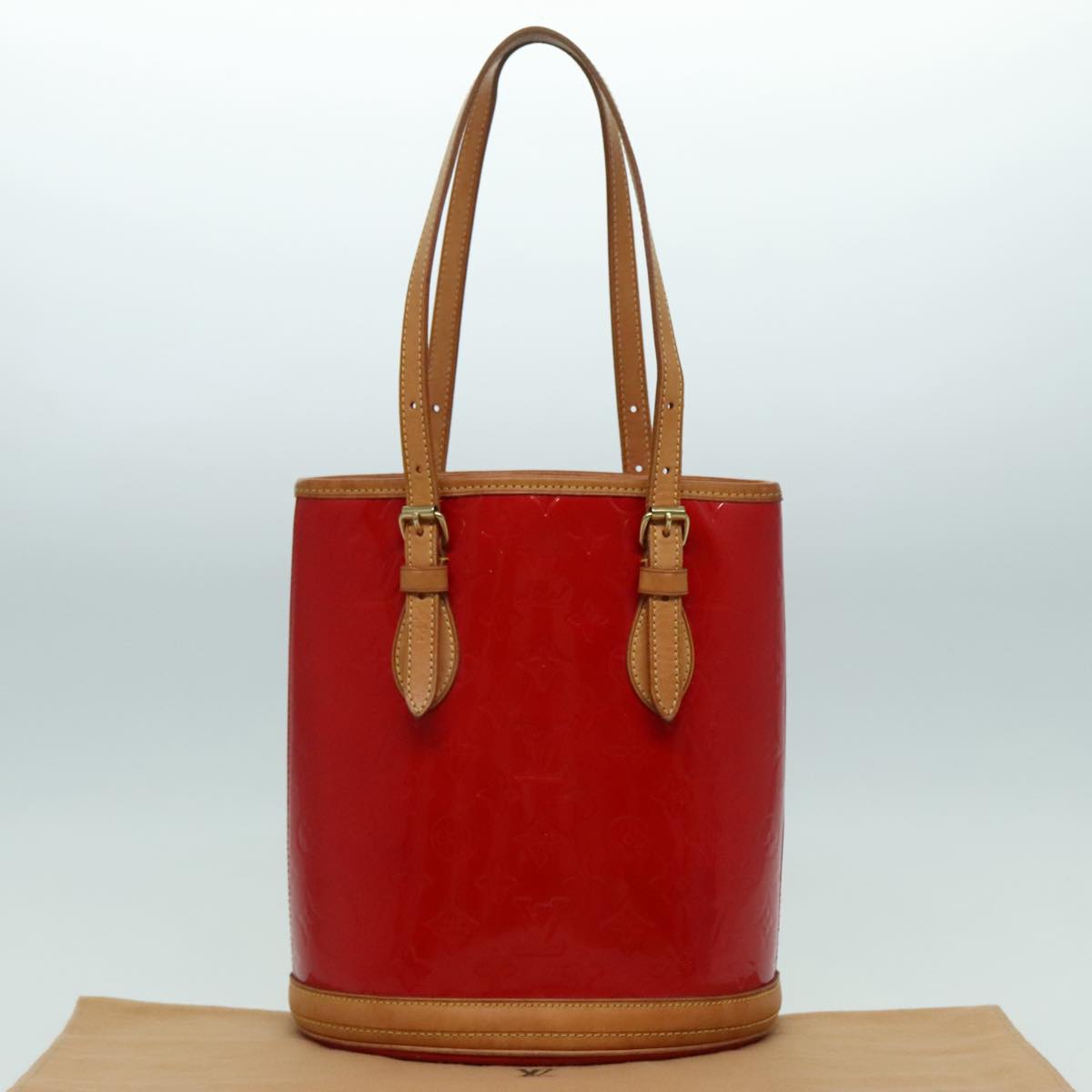 Louis Vuitton Bucket Red Patent Leather Tote Bag