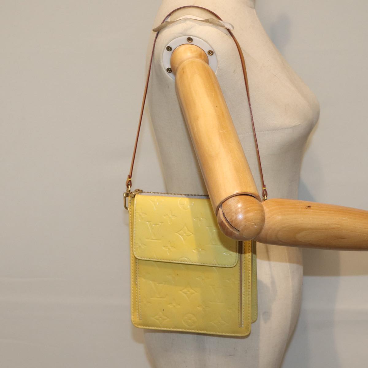 Louis Vuitton Mott Yellow Patent Leather Clutch Bag