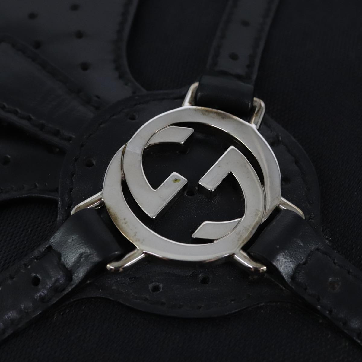 Gucci Interlocking G Black Canvas Shoulder Bag