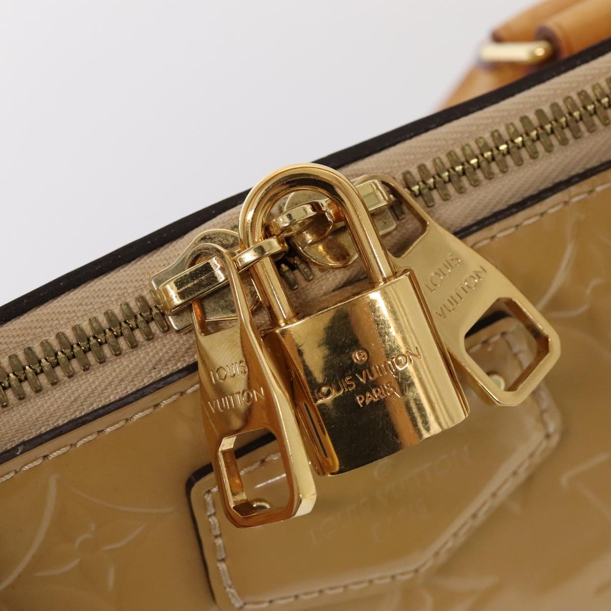 Louis Vuitton Montebello Camel Patent Leather Handbag