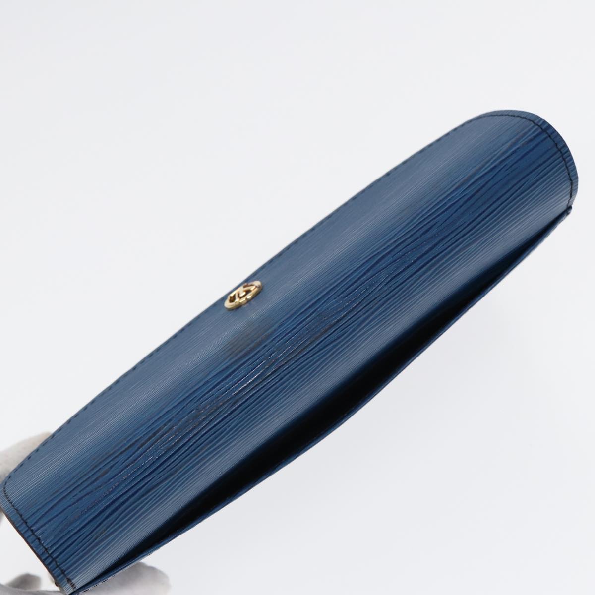 Louis Vuitton Montaigne Blue Leather Clutch Bag